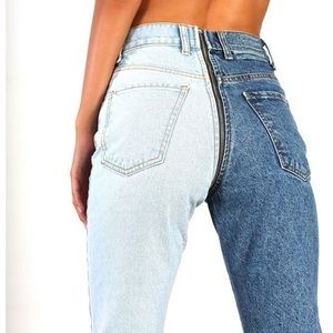 Two tone high waisted jeans